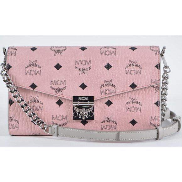 MCM Patricia Visetos Crossbody Shoulder Bag Soft Pink New